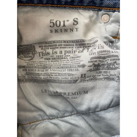 Levi's 501 S BIG E Size 25X30 Medium Wash Button Fly Distressed Denim Blue Jeans - Picture 8 of 12